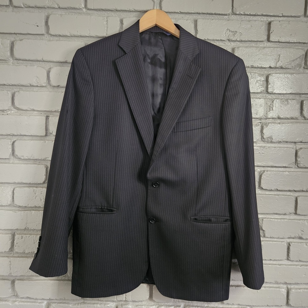 Brooks Brothers Mens Blazer 42R 1818 Regent Wool Jacket Pinstripe Black Italy